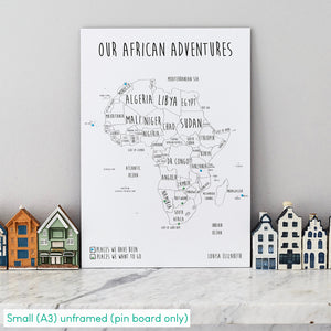 Personalised Africa Pin Board Map