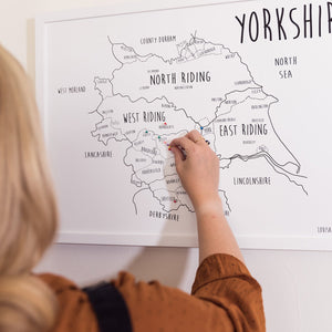Personalised Yorkshire Pin Board Map