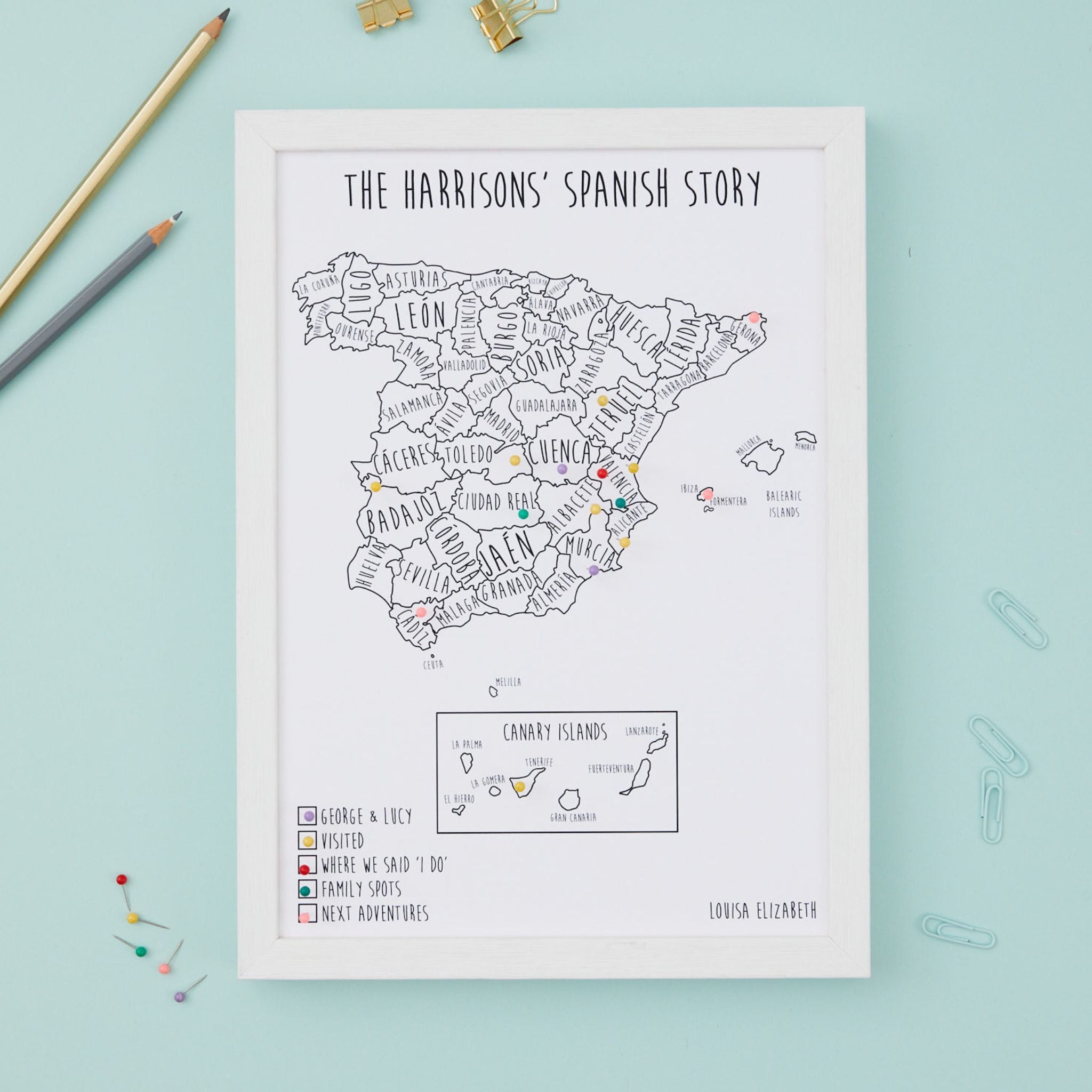 Spain Pinboard Map