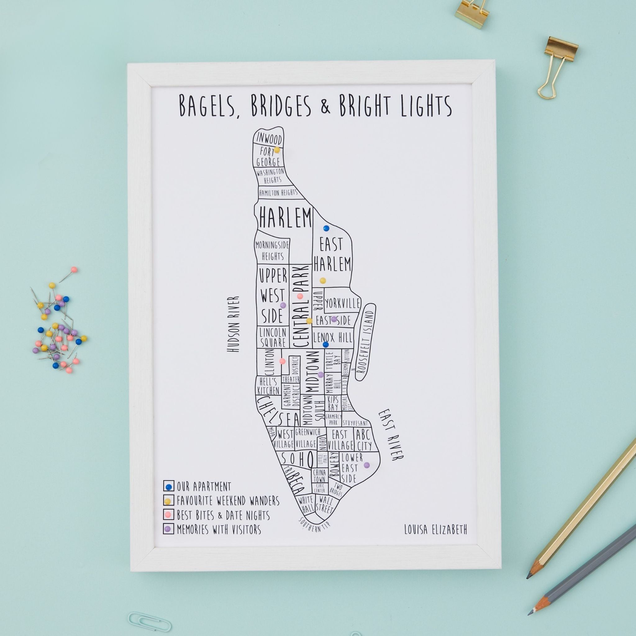 Manhattan, New York Pinboard Map