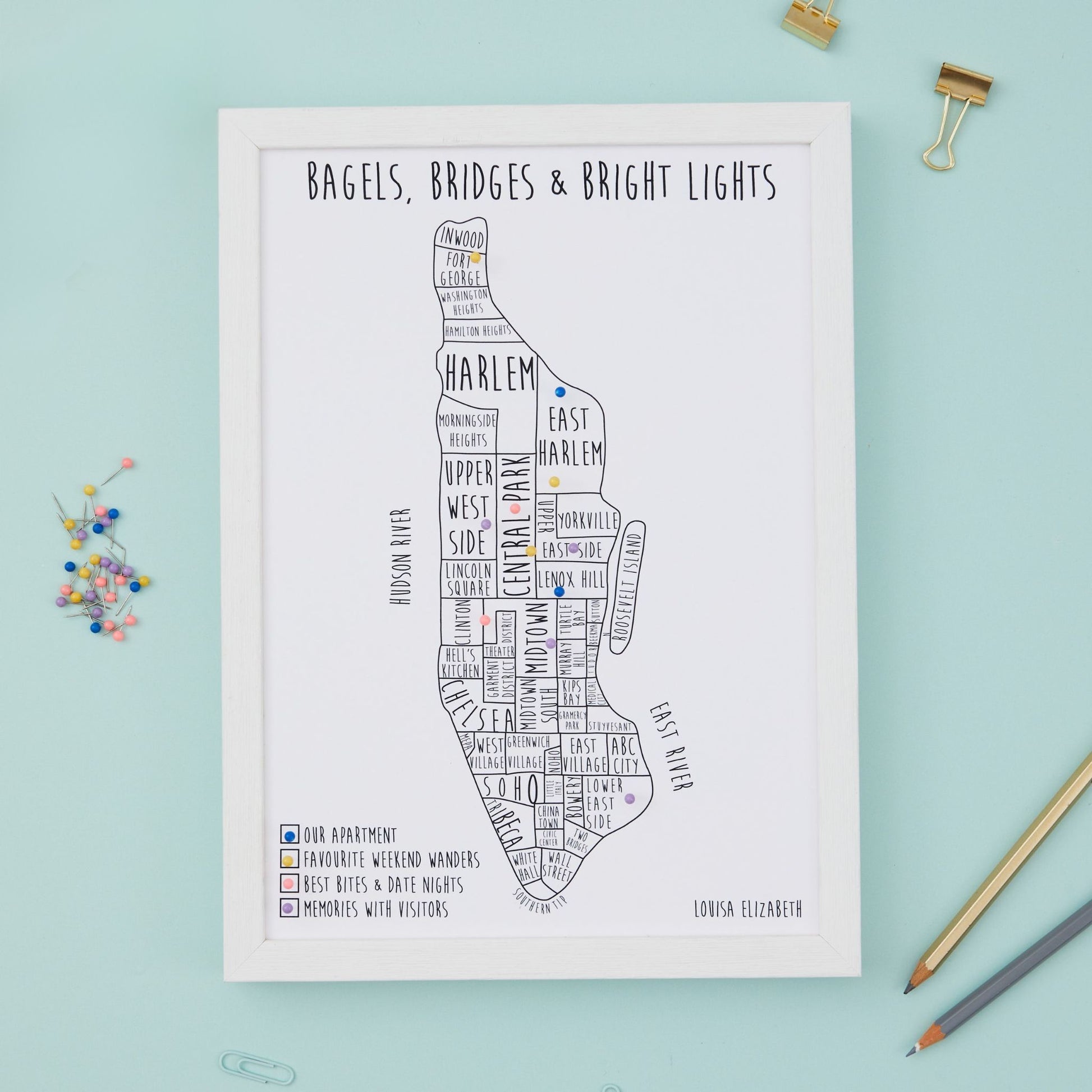 Manhattan, New York Pinboard Map