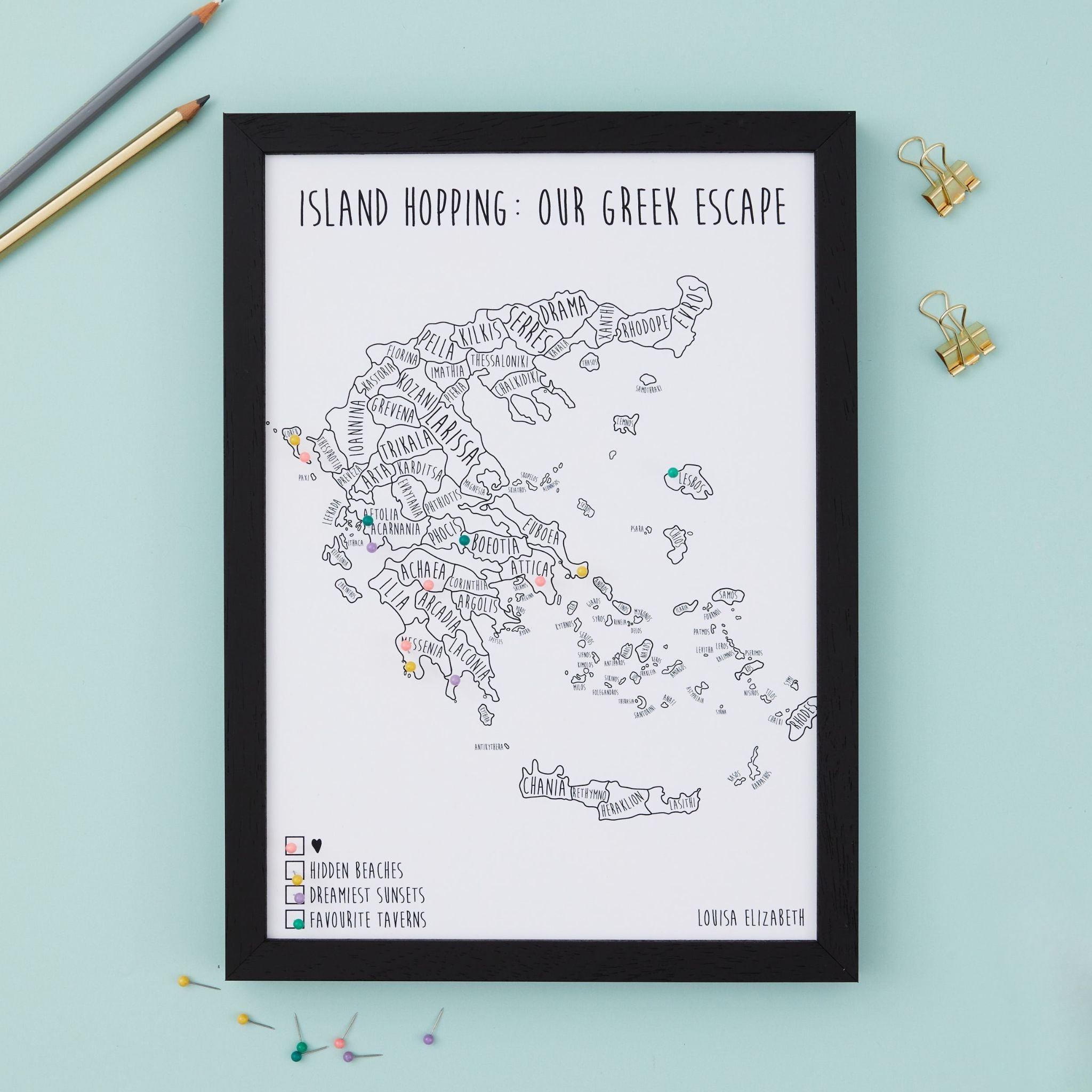 Greece Pinboard Map