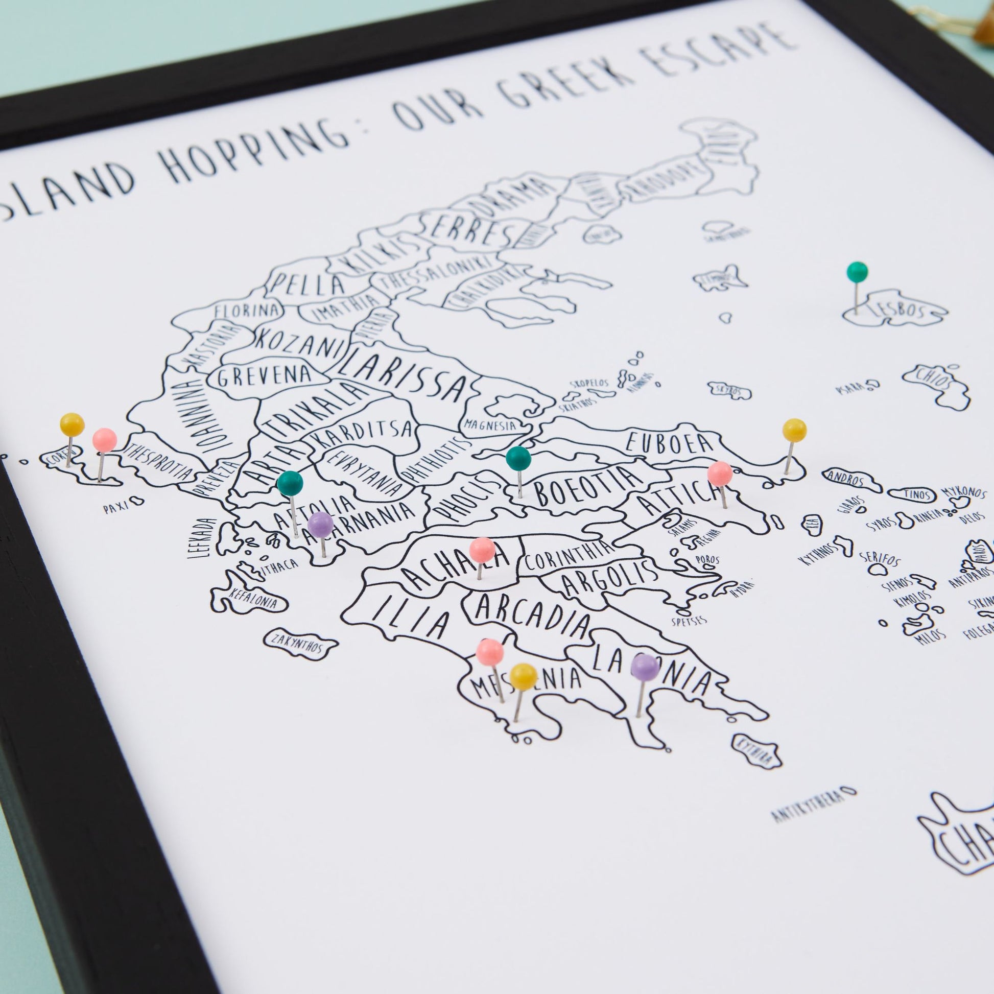 Greece Pinboard Map