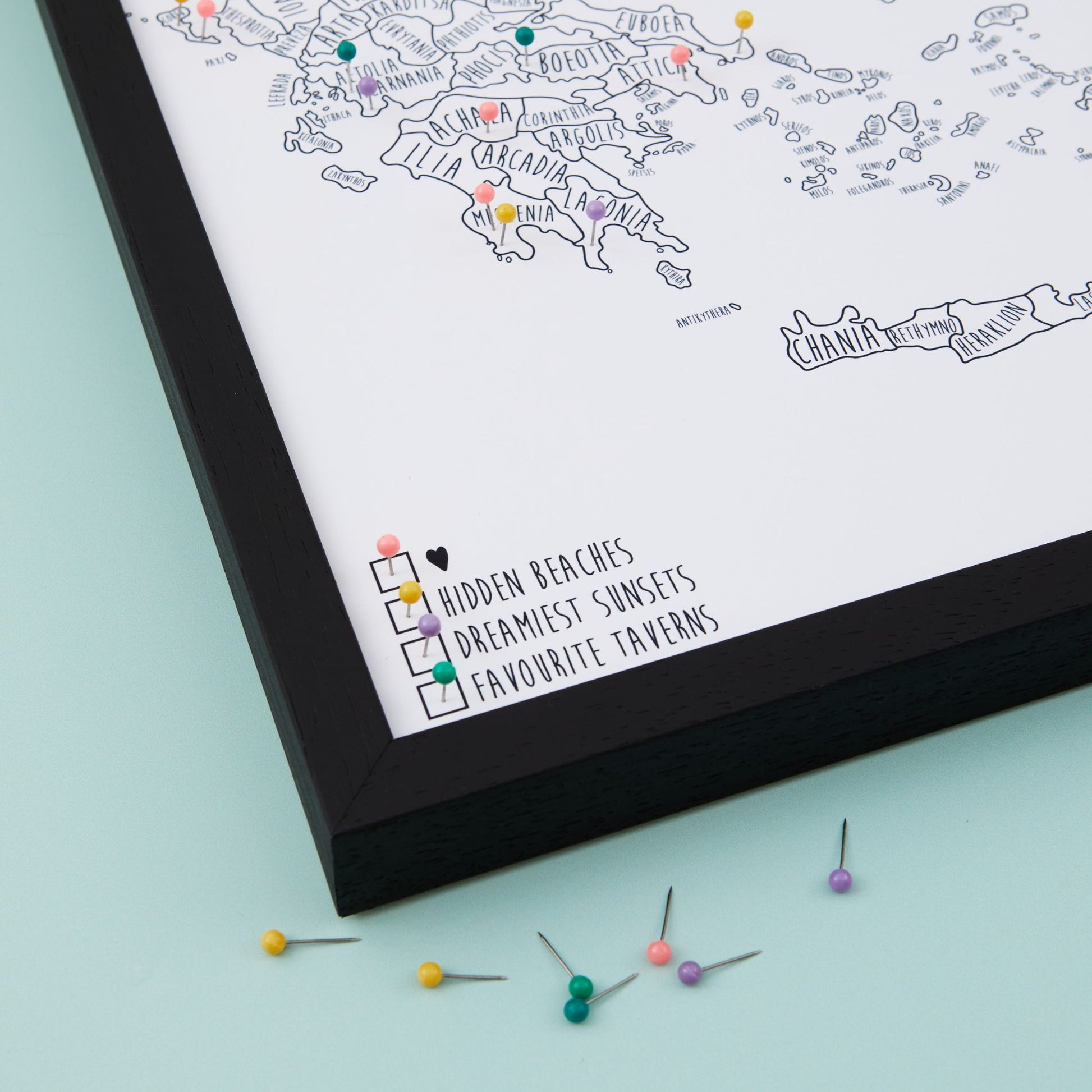 Greece Pinboard Map