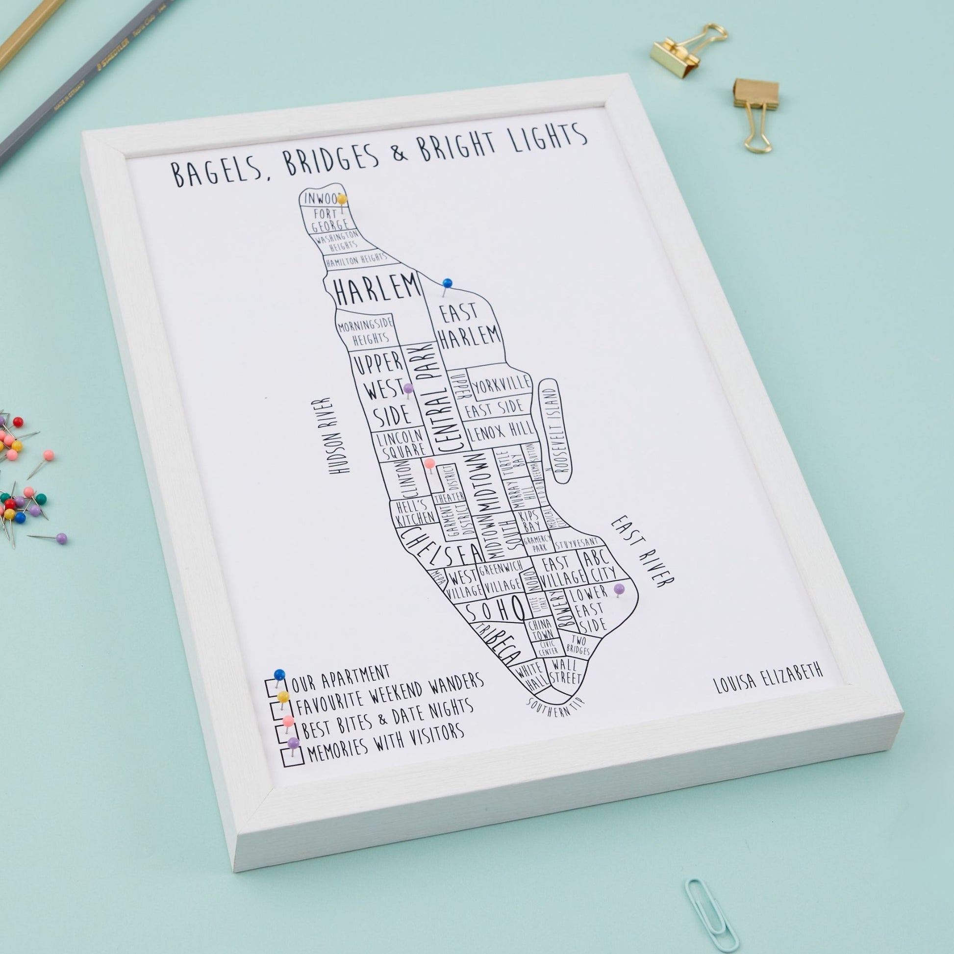 Manhattan, New York Pinboard Map