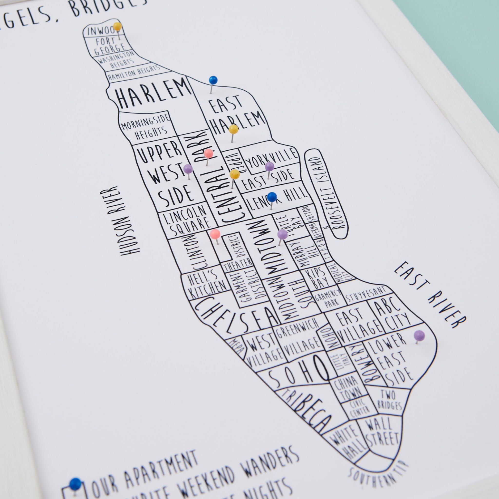 Manhattan, New York Pinboard Map