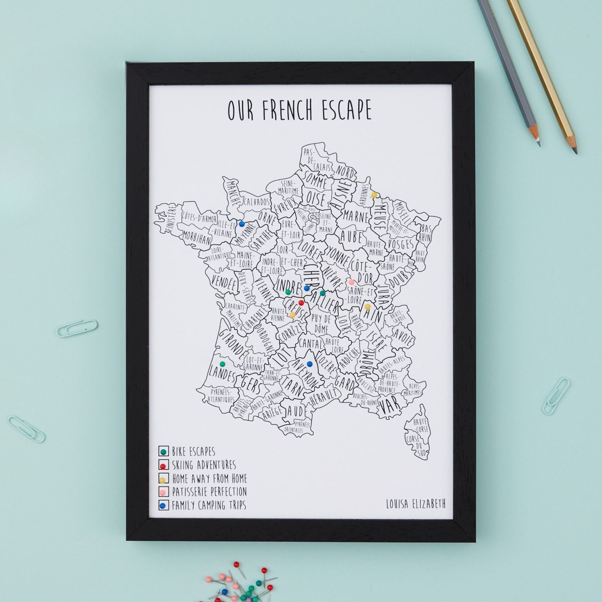 France Pinboard Map