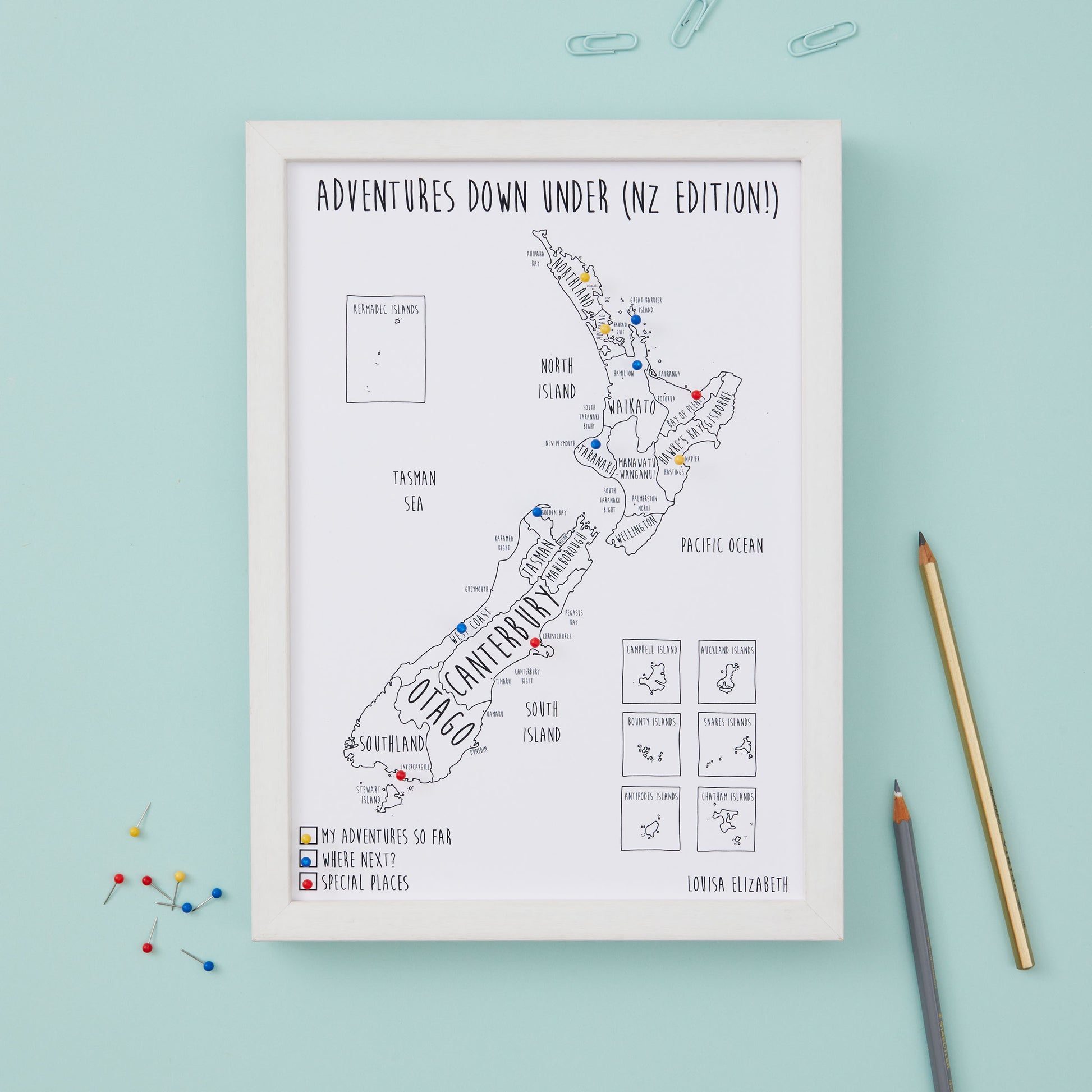New Zealand Pinboard Map