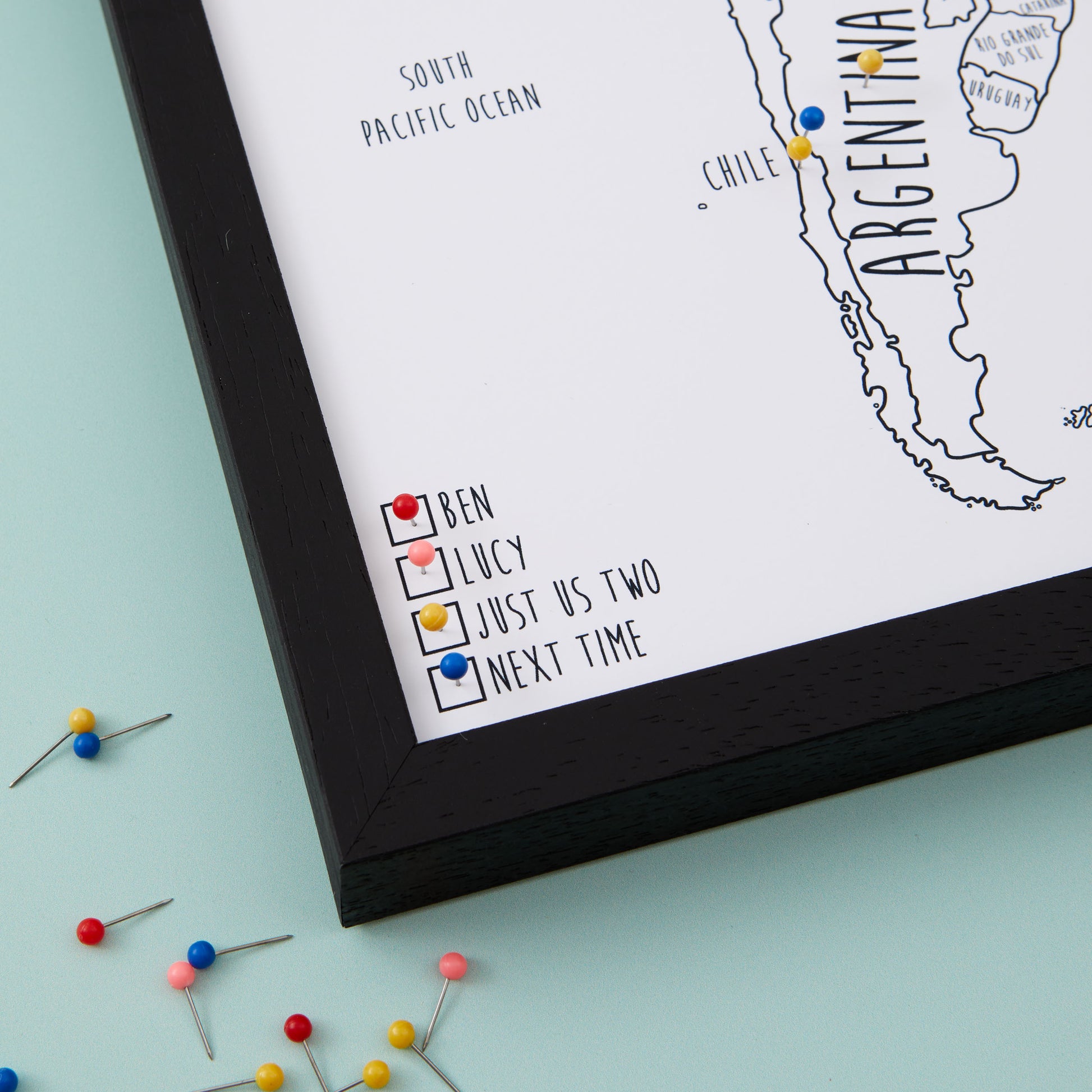 South America Pinboard Map