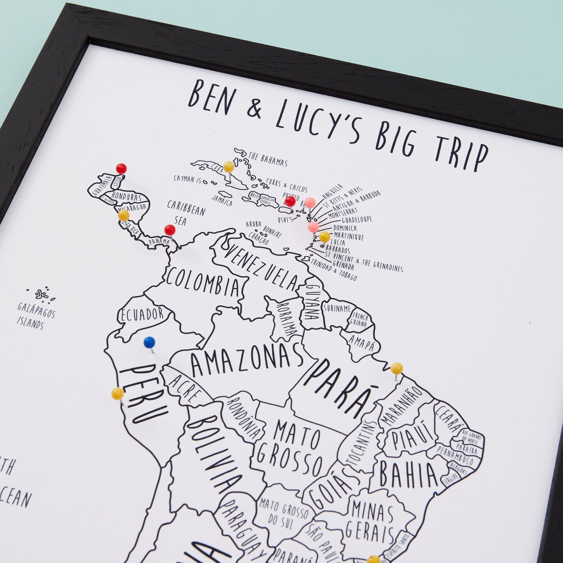 South America Pinboard Map