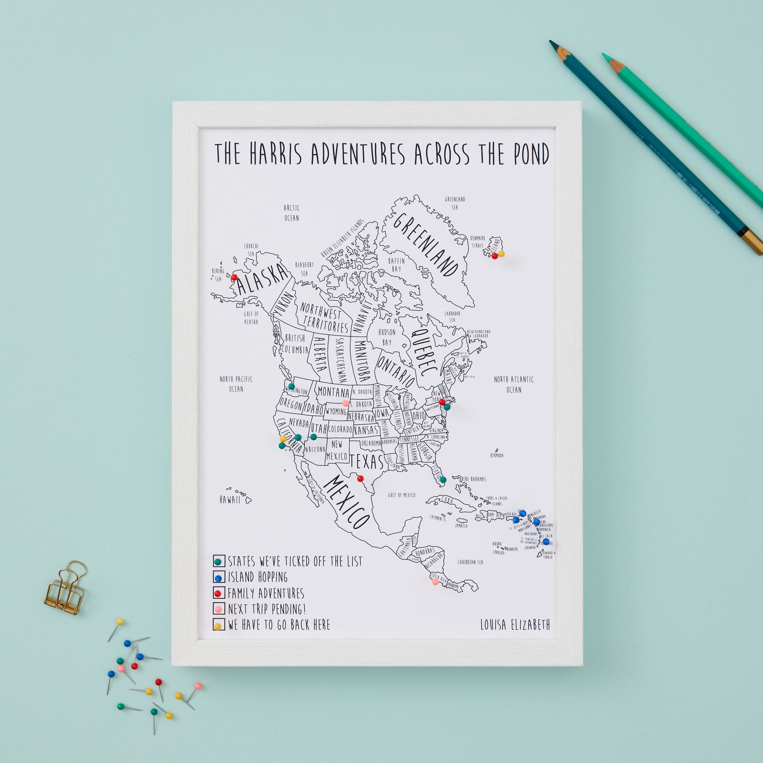 North America Pinboard Map