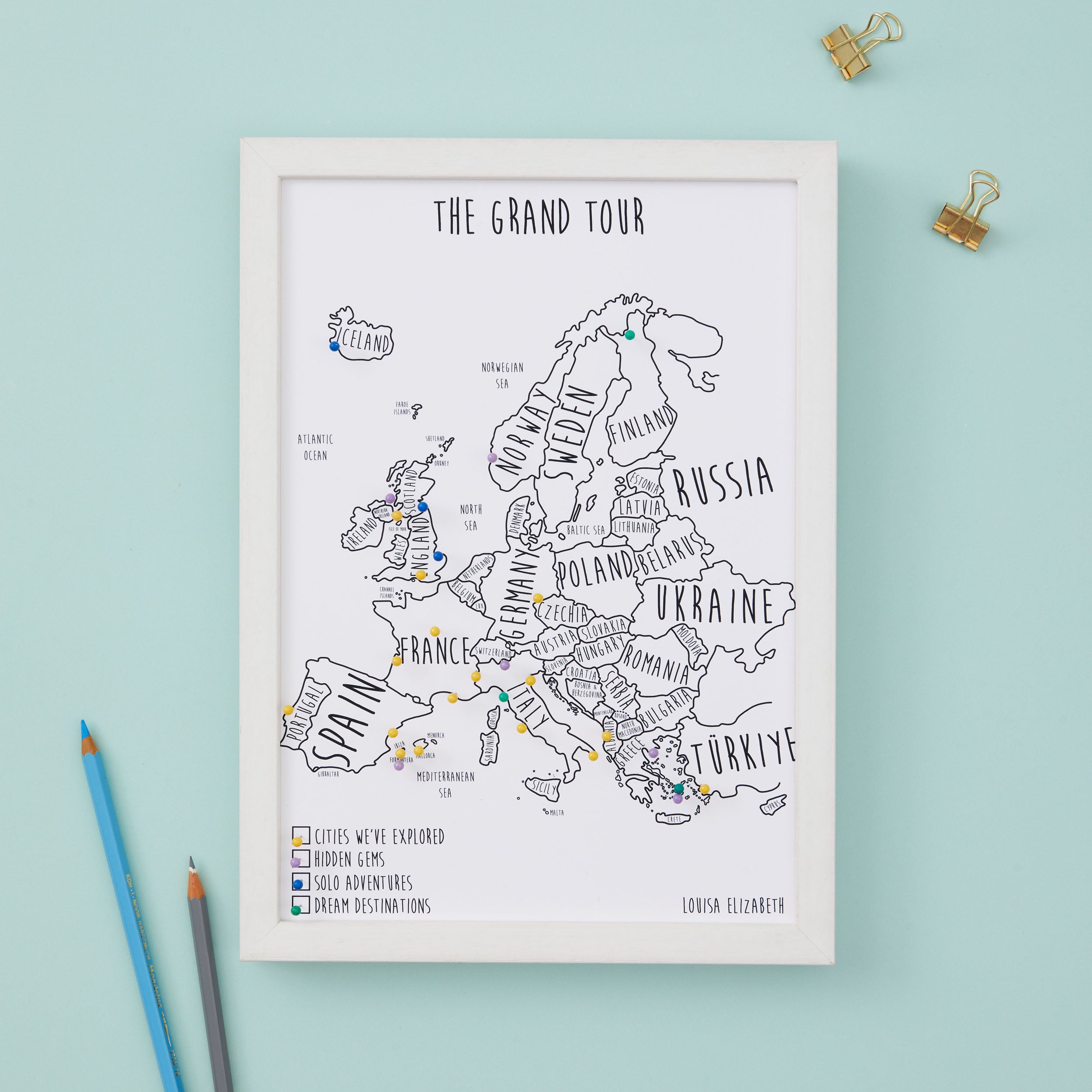 Europe Pinboard Map