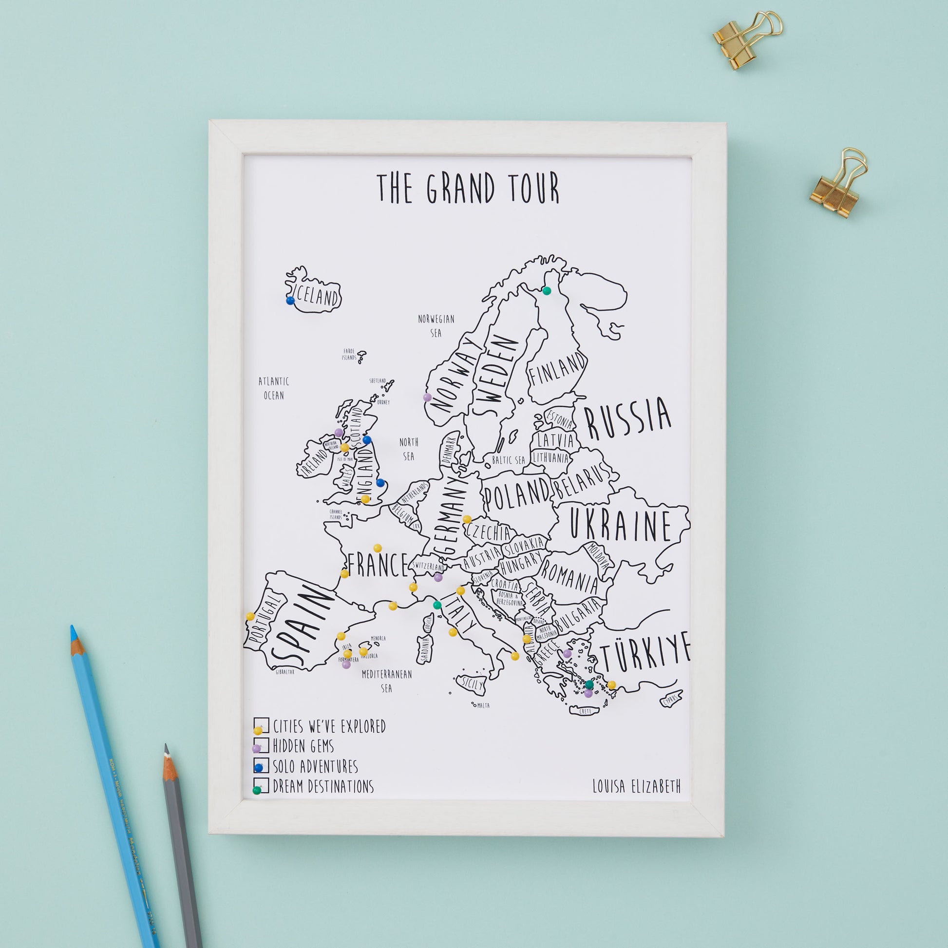Europe Pinboard Map