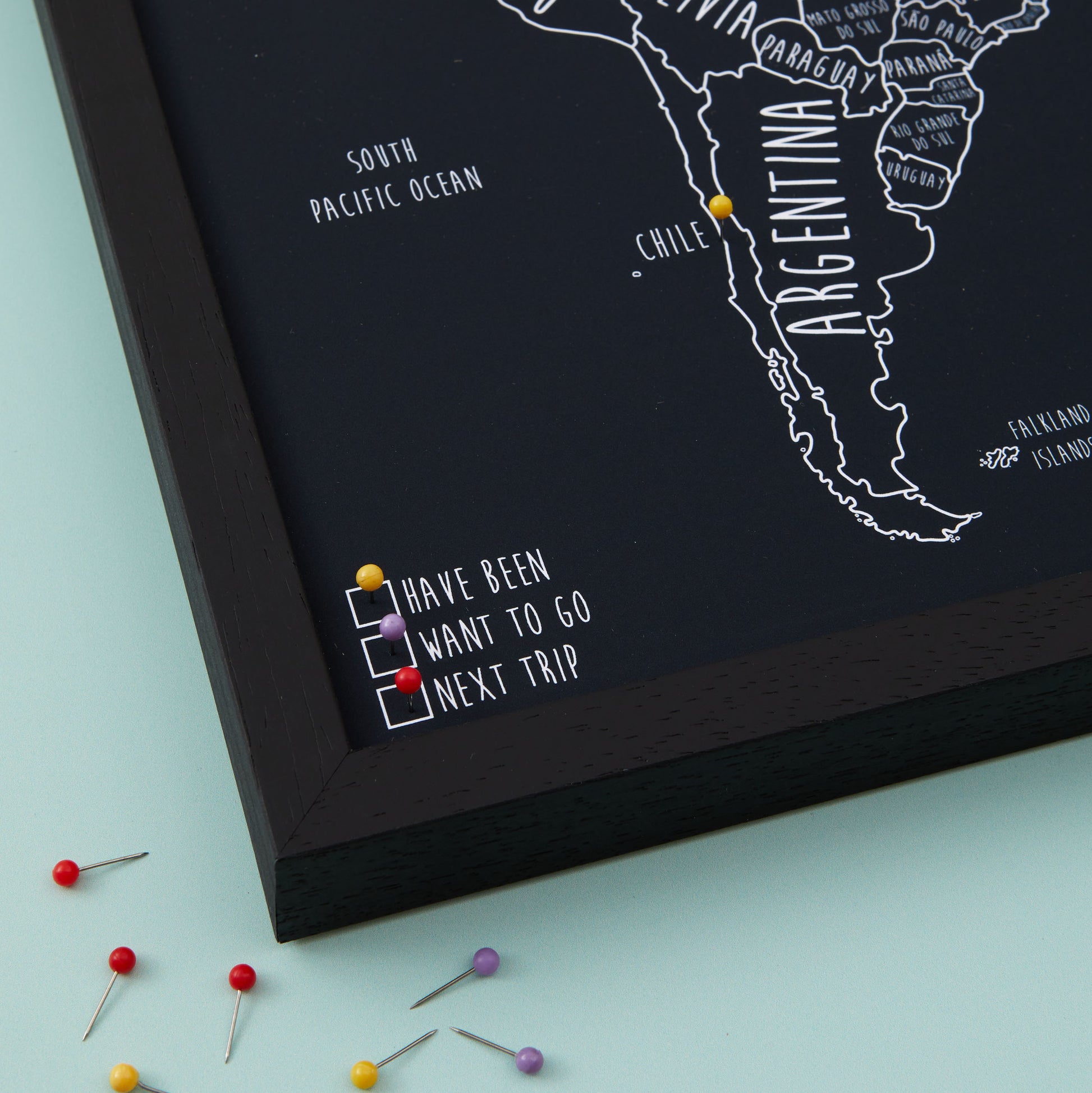 South America Pinboard Map