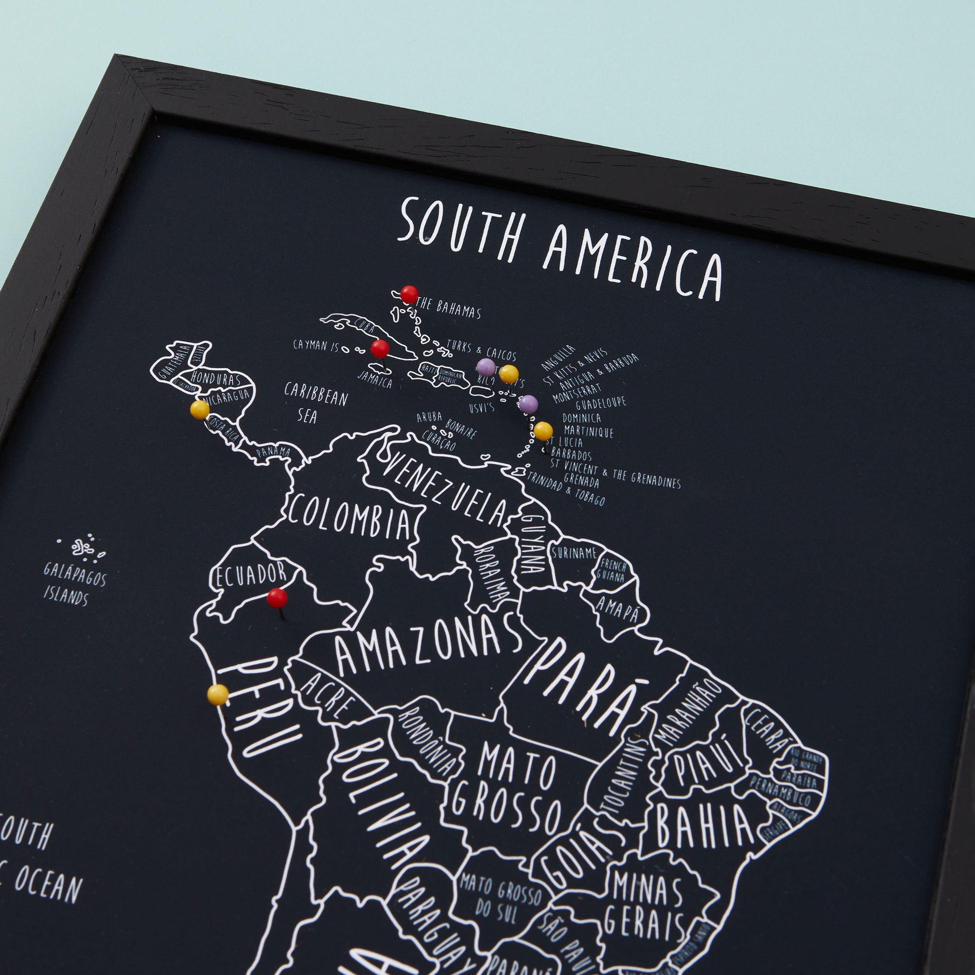 South America Pinboard Map