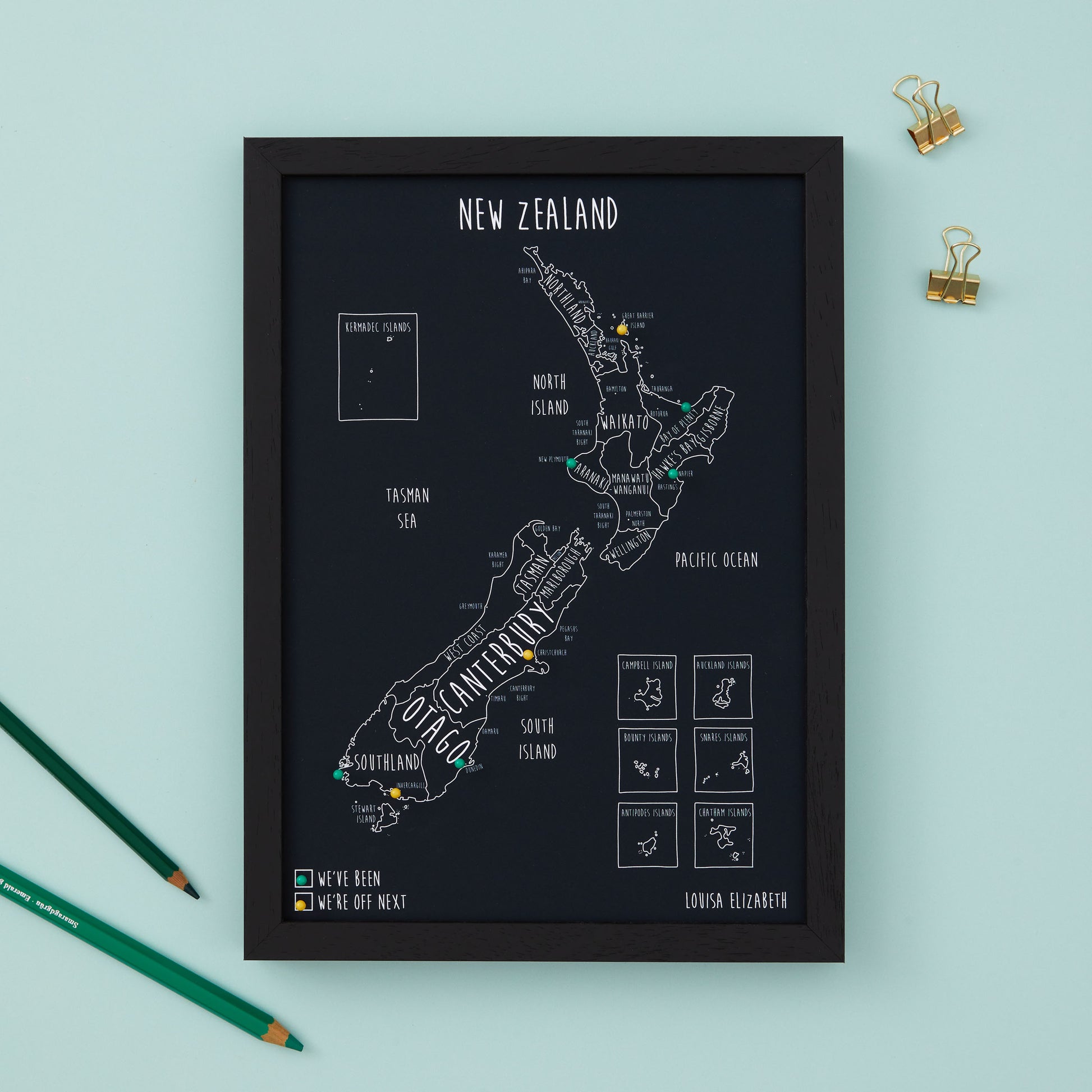 New Zealand Pinboard Map