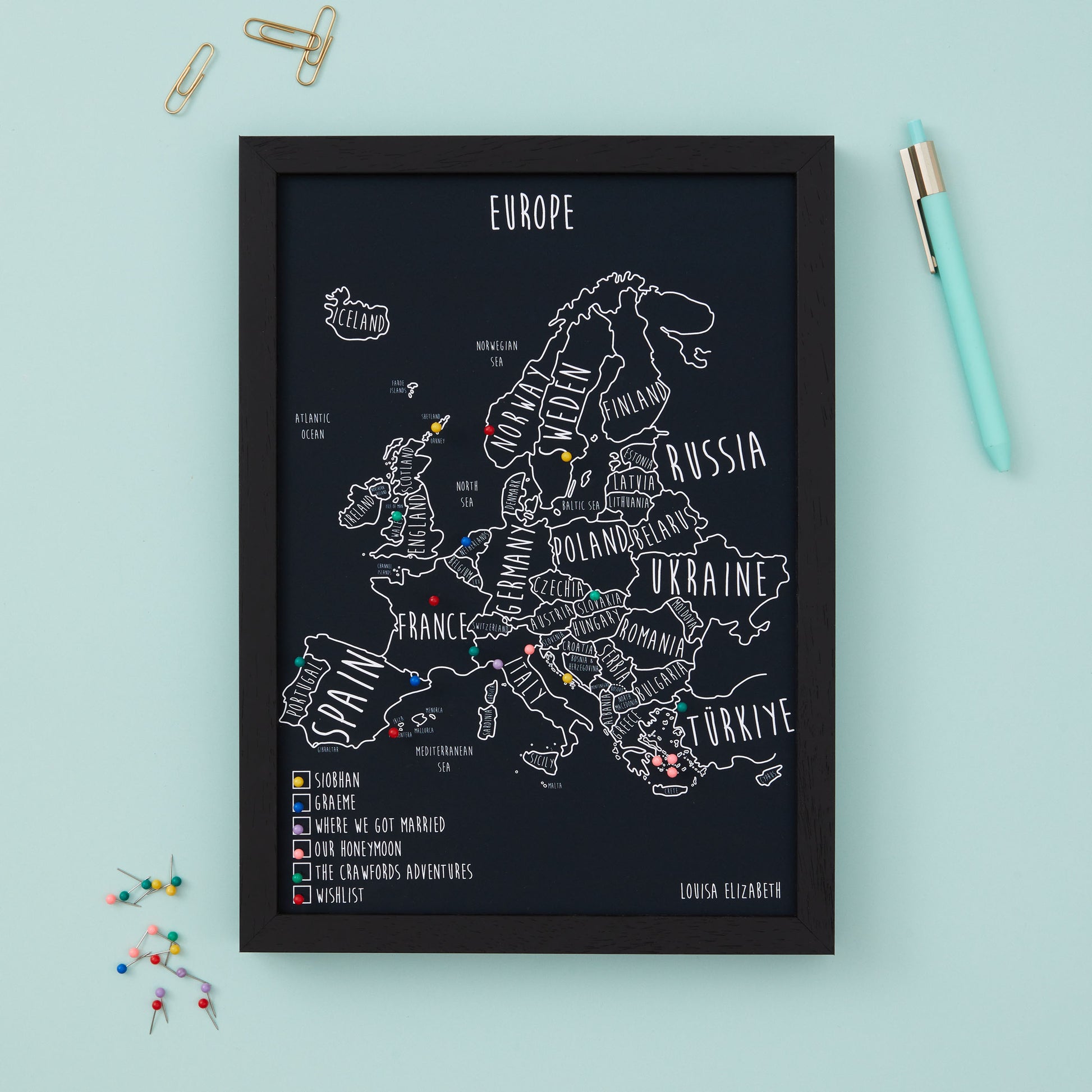 Europe Pinboard Map