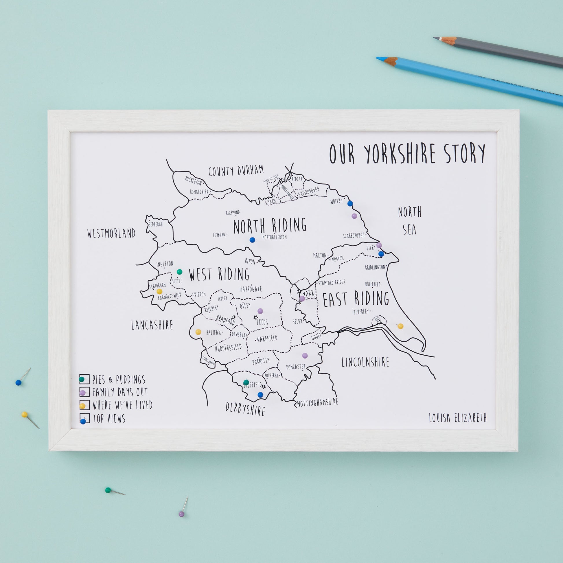 Yorkshire Pinboard Map