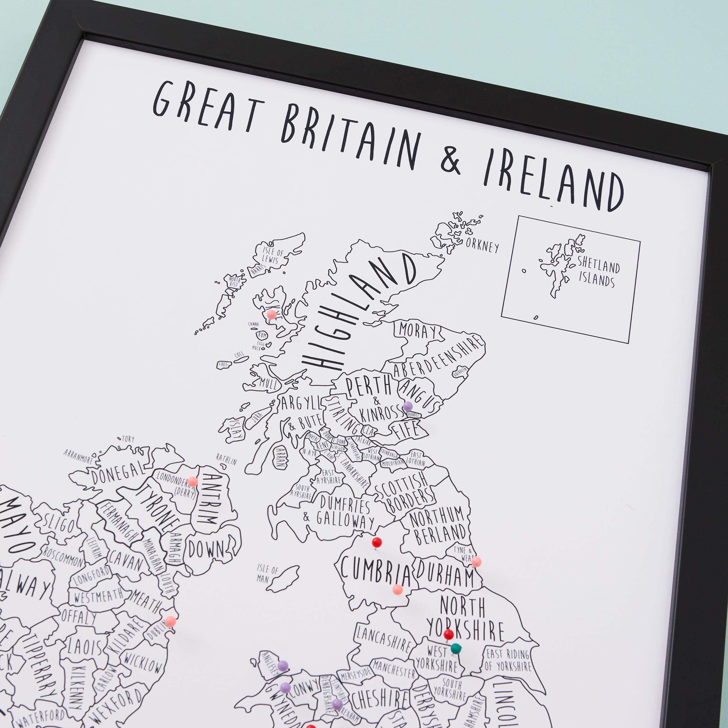 Great Britain & Ireland Pinboard Map