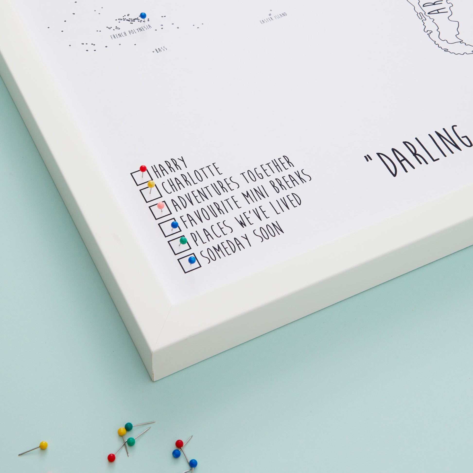 The Detailed World Pinboard Map