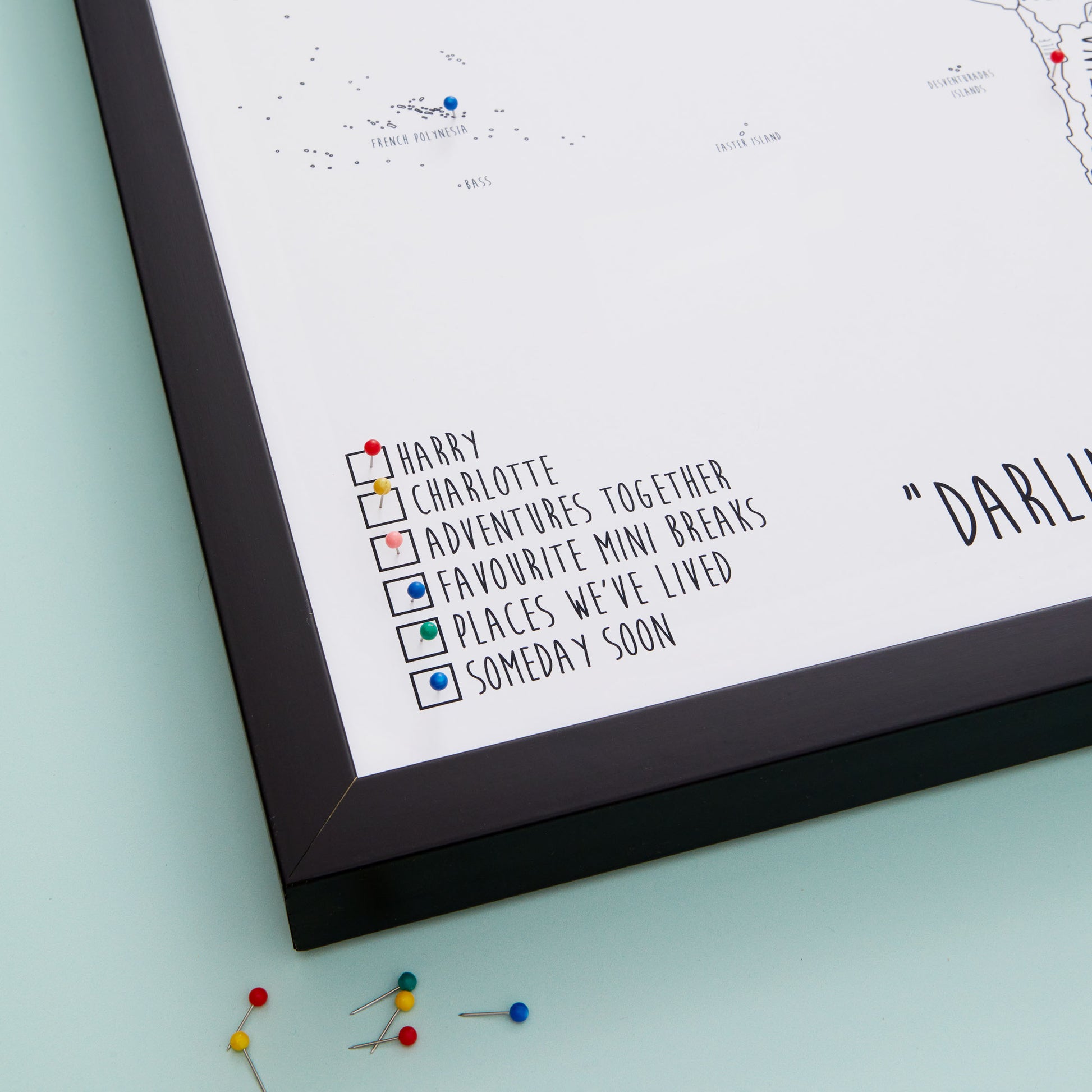The Detailed World Pinboard Map