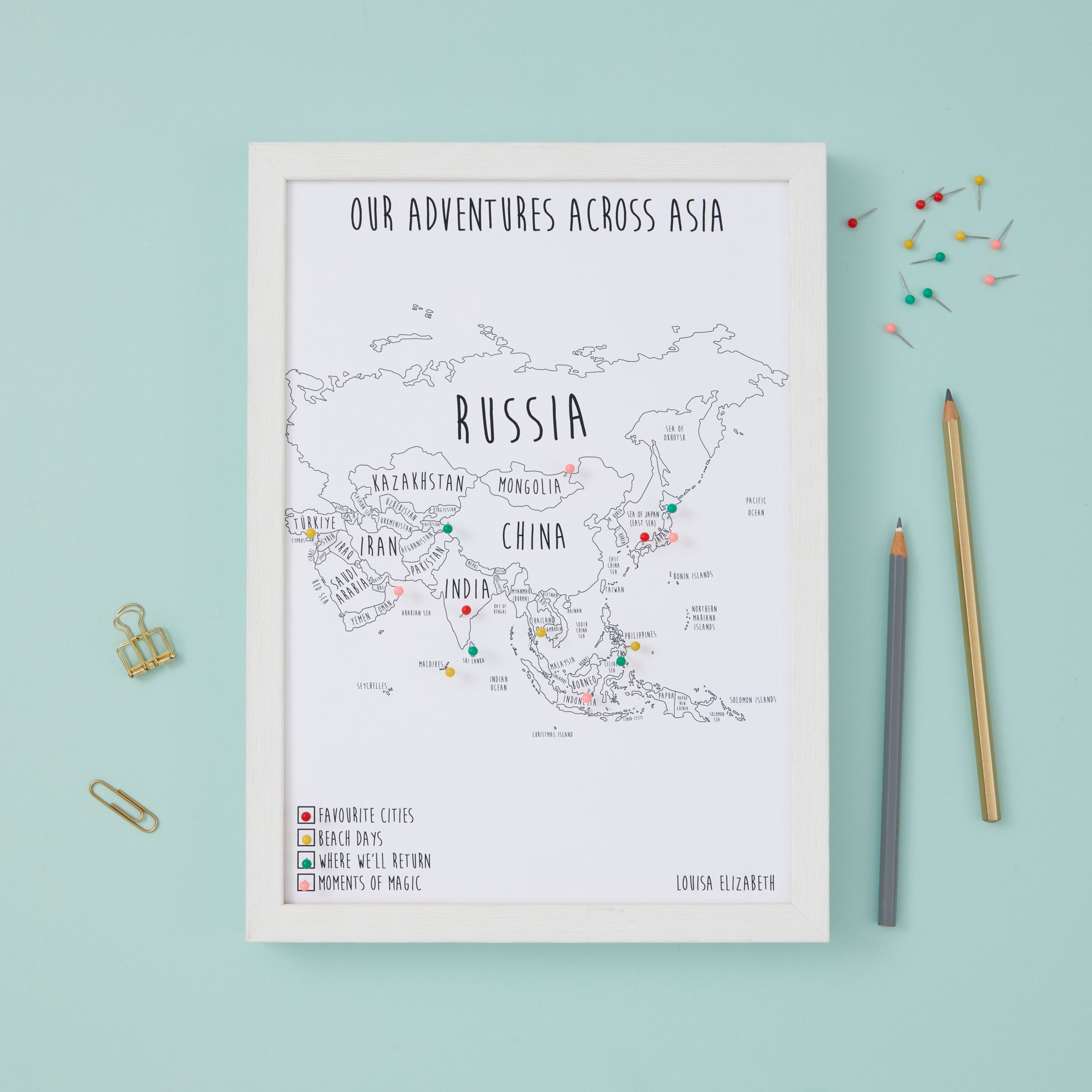 Asia Pinboard Map
