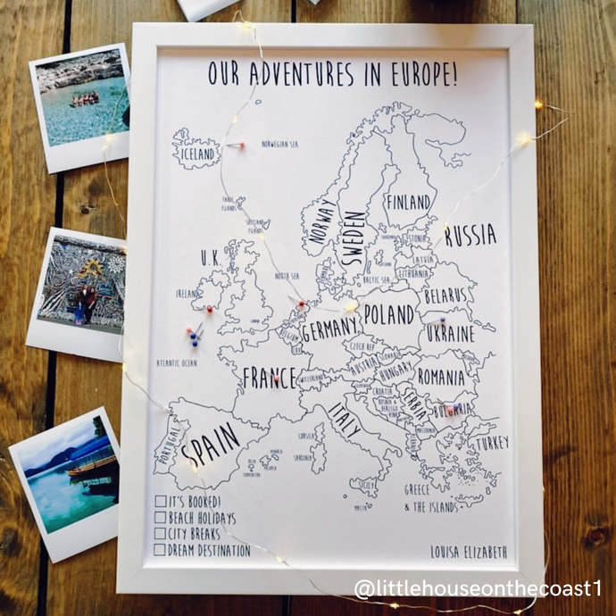 Personalised Europe Pin Board Map