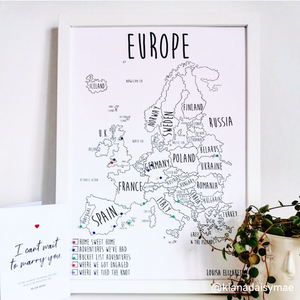 Personalised Europe Pin Board Map