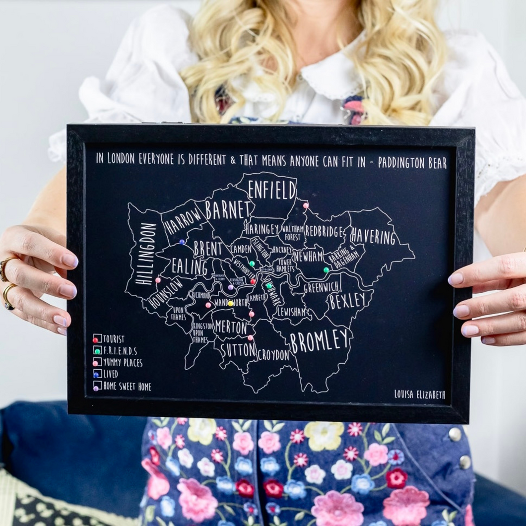 Personalised London Pin Board Map