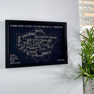 Personalised London Pin Board Map