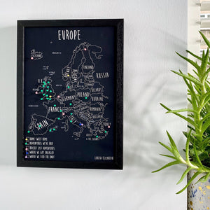 Personalised Europe Pin Board Map