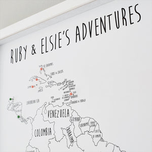 Personalised South America Pin Board Map