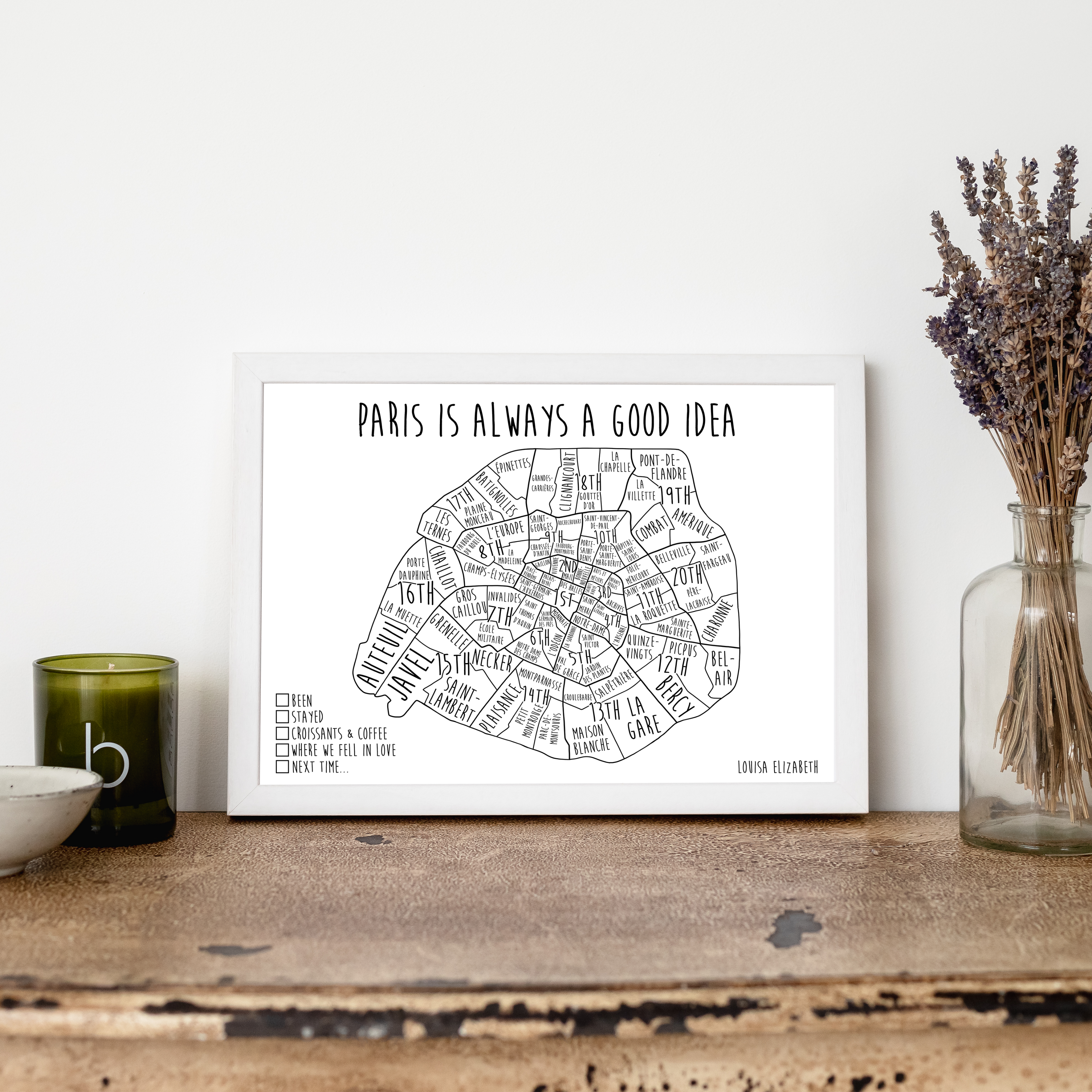 Personalised Paris Pin Board Map – Louisa Elizabeth