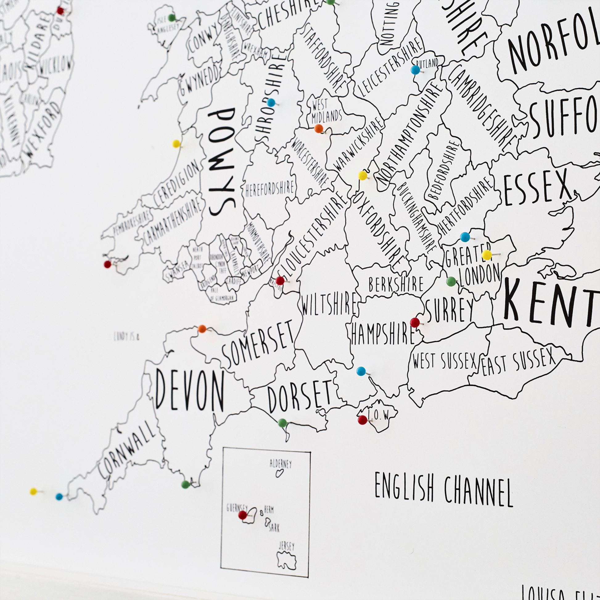 Great Britain & Ireland Pinboard Map
