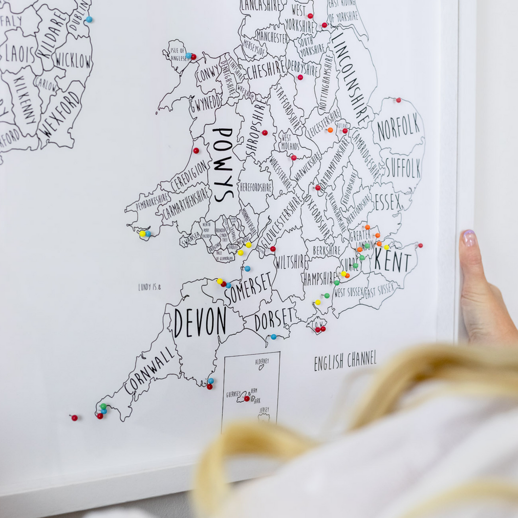 Personalised Great Britain & Ireland Pin Board Map