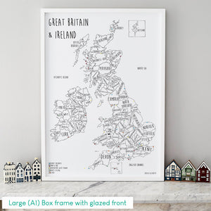 Personalised Great Britain & Ireland Pin Board Map