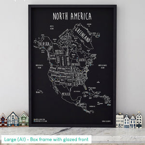 Personalised North America Pin Board Map