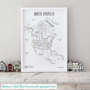 Personalised North America Pin Board Map