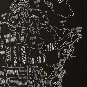 Personalised North America Pin Board Map