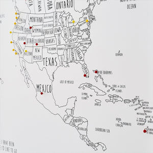 Personalised North America Pin Board Map